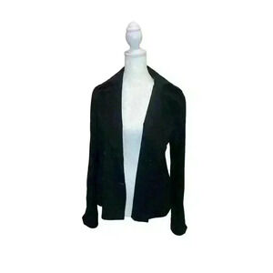 Theory Black One Button Virgin Wool Blend Career Blazer women's size Small
